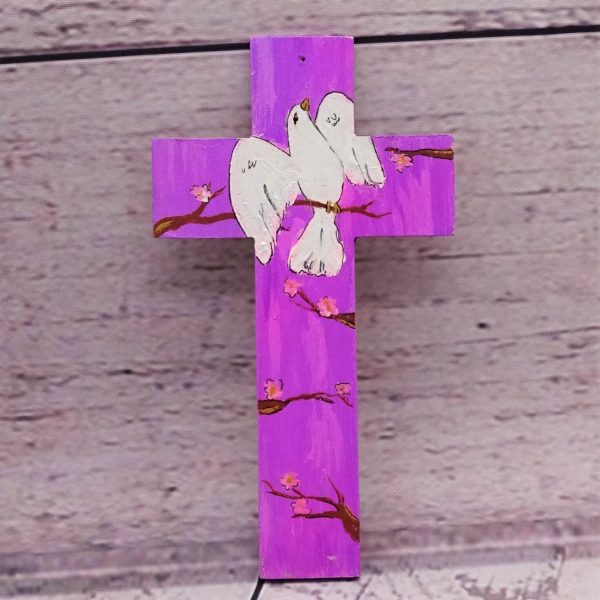 Kreuz mit Friedenstaube handbemalt